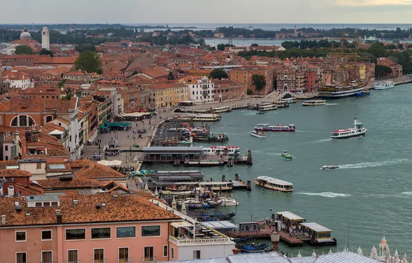 Picture night, lights, home, Italy, panorama, Venice, the view from the Campanile, the Grand canal