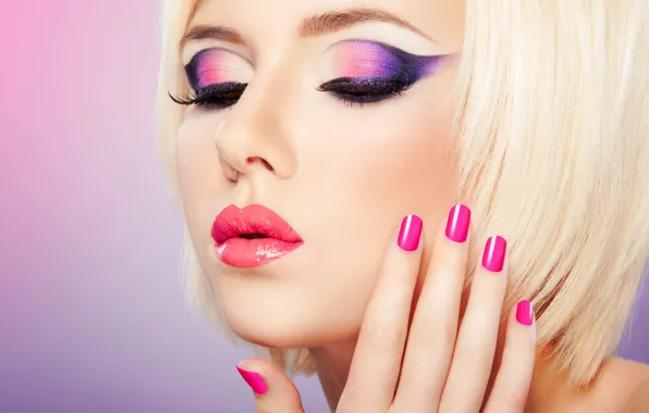 Close-up, face, eyelashes, background, hand, portrait, makeup, lipstick
