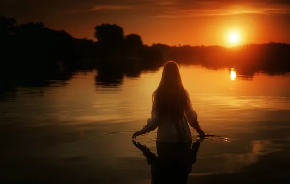 Girl, sunset, nature, dress, bathing, TJ Drysdale