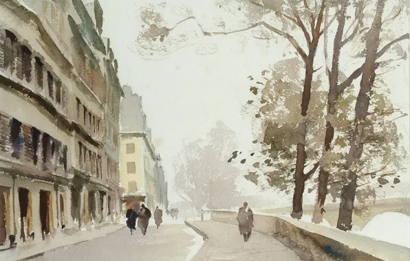 Picture, watercolor, the urban landscape, Edward Seago, Nov. Ile-de-La-La enough. Paris