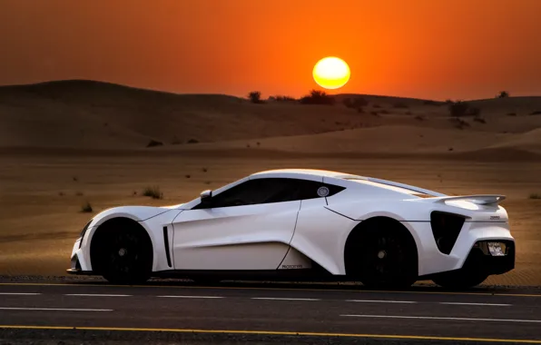 Picture sunset, desert, Zenvo ST1