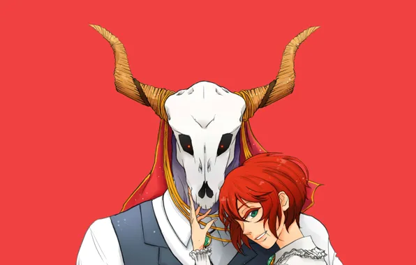 Girl, skull, fascinator, Mahou Tsukai no Yome, Bride of the sorcerer