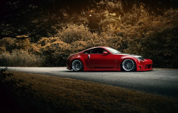 Picture red, Nissan, 350Z, stance, kit