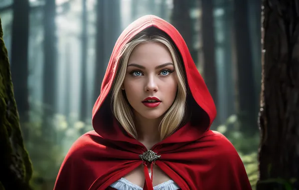 Picture red, women, Beauty and the Beast, Red Riding Hood, cape, fantasy girl, Beauty4K