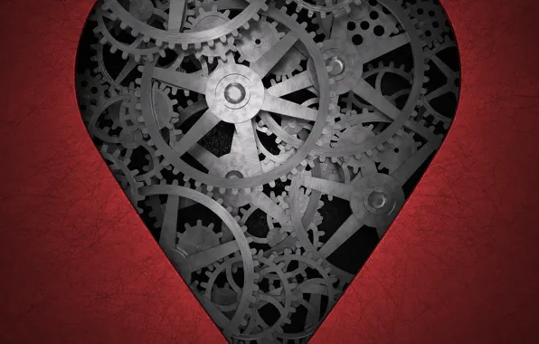 Red, abstraction, mechanism, Heart