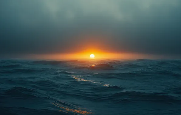 Clouds, Sunset, Ocean