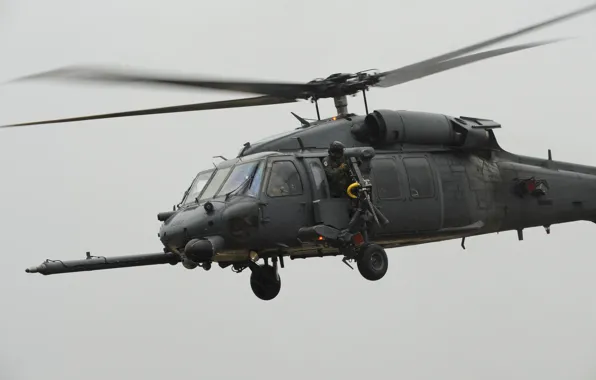 Picture flight, soldiers, helicopter, machine gun, USA, BBC, HH-60, Pave Hawks