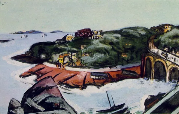 Picture 1937, Vanguard, Expressionism, near Marseille, Max Beckmann, A view of the sea
