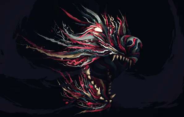 Picture background, art, mouth, fangs, beast