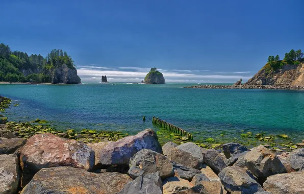 Picture stones, rocks, coast, Washington, Pacific Ocean, Washington, The Pacific ocean, La Push