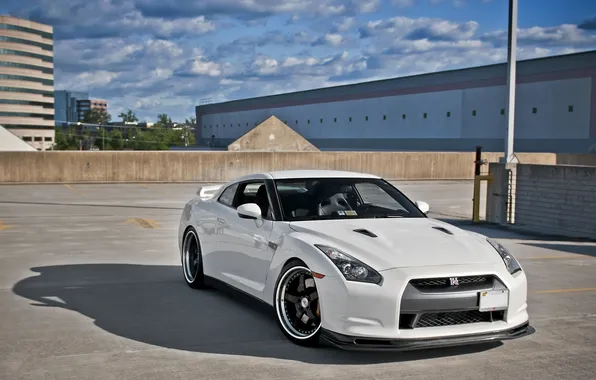 White, the sky, clouds, shadow, nissan, white, drives, Nissan