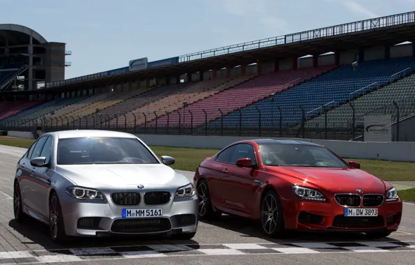 Track, front view, cars, and, BMW M5, Competition Package, BMW M6 Coupe