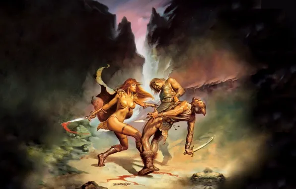 Battle, Red Sonja, Red Sonja, Boris Vallejo, Boris Vallejo, Bronebikini