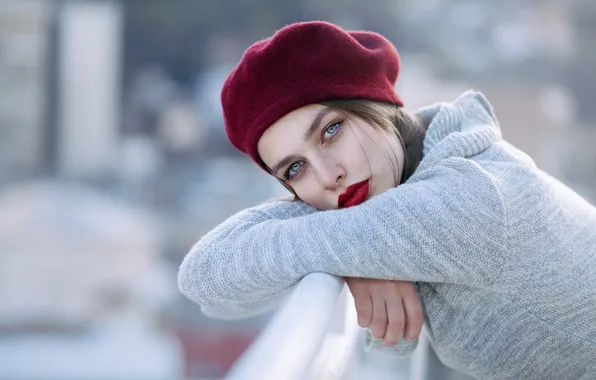 Picture look, girl, pose, model, portrait, hands, makeup, hairstyle