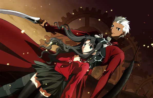Girl, blade, Rin, Tohsaka Rin, Archer, Fate stay night, Fate / Stay Night, sestrenka