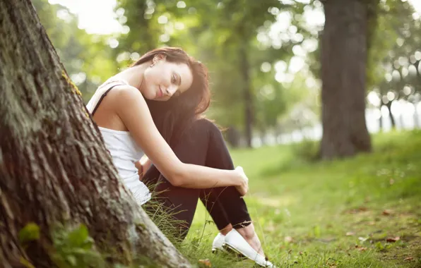 Picture hair, model, sitting, face, Lena, trees