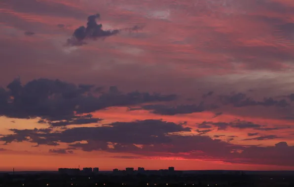 Summer, the sky, clouds, the city, building, home, the evening, Russia