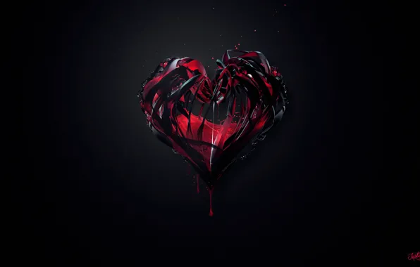 Picture the dark background, heart, abstraction, Justin Maller, Justin Muller, Pump