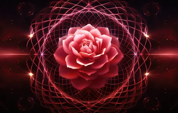 Space, stars, rose, rose, ornament, stars, cosmos, ornament