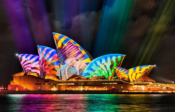 Picture Australia, Sydney, light show, Opera house