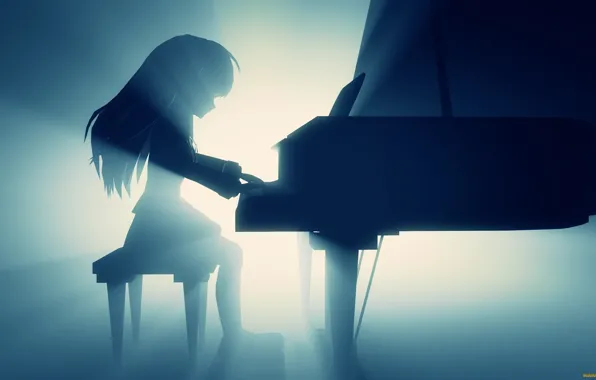 Picture light, piano, girl, angel beats, Kanade Tachibana, angel beats