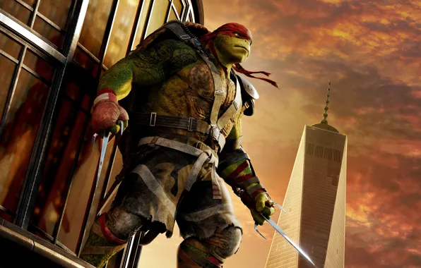 Weapons, fantasy, headband, knives, red, poster, Raphael, Teenage Mutant Ninja Turtles: Out of the Shadows