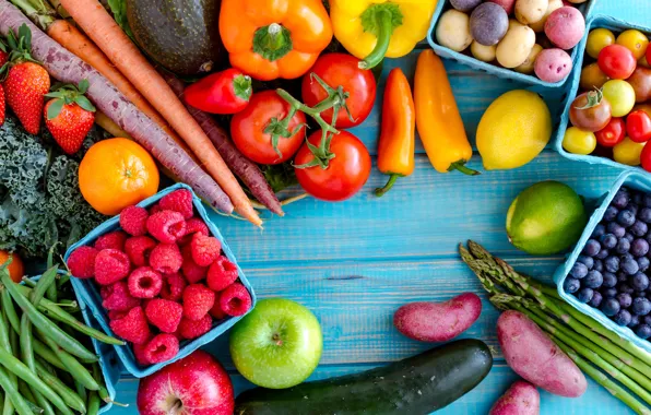 Berries, raspberry, Apple, cucumber, strawberry, pepper, fruit, vegetables