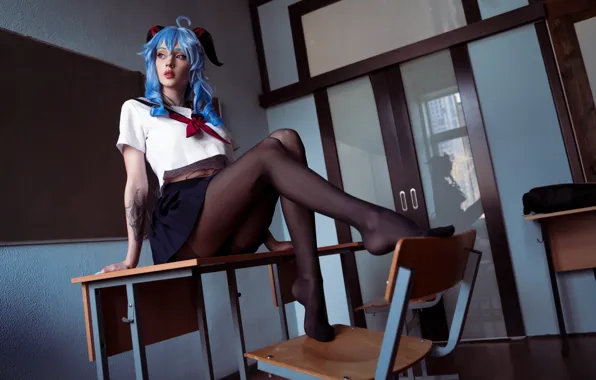 Tights, girl, legs, model, cosplay, Xenon, Cosplay, Genshin Impact