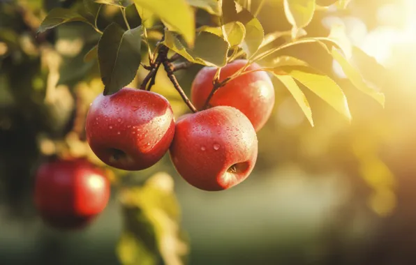Nature, apples, garden, harvest, fruit, red, fruit, Apple