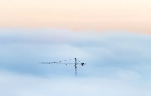 The sky, clouds, crane