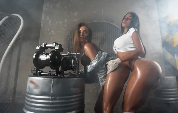 Ass, girls, model, look, butt, oil