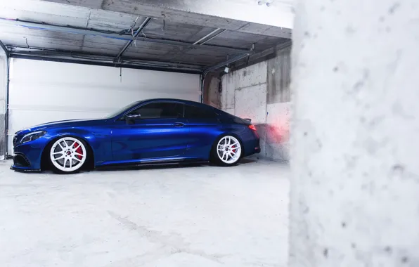 Mercedes-Benz, Mercedes, Blue, Side, C63 AMG, W205, JR Wheels