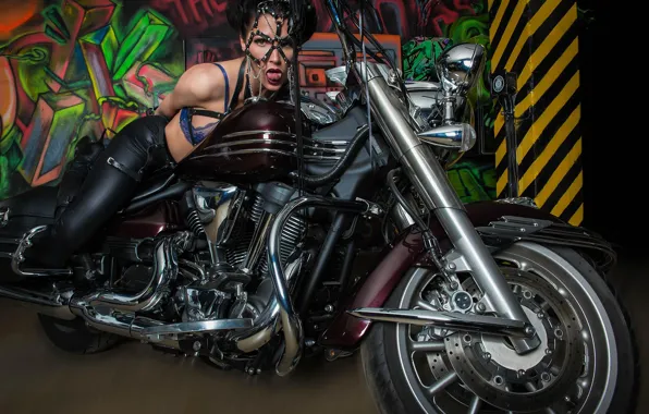 Look, pose, graffiti, model, motorcycle, bike