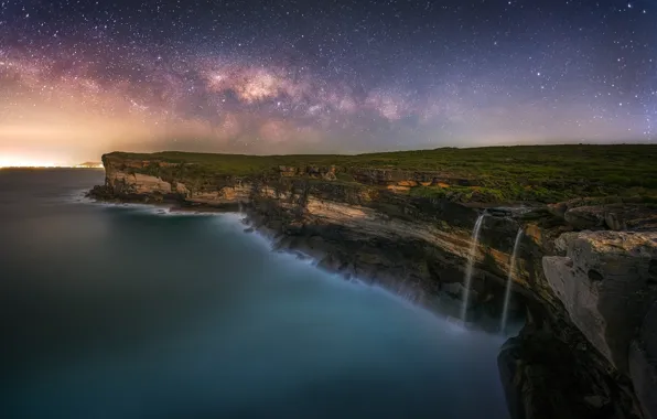 Picture waterfall, the evening, the ends of the earth