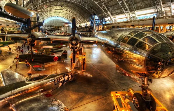 The plane, fighter, hdr, hangar, propeller, Museum