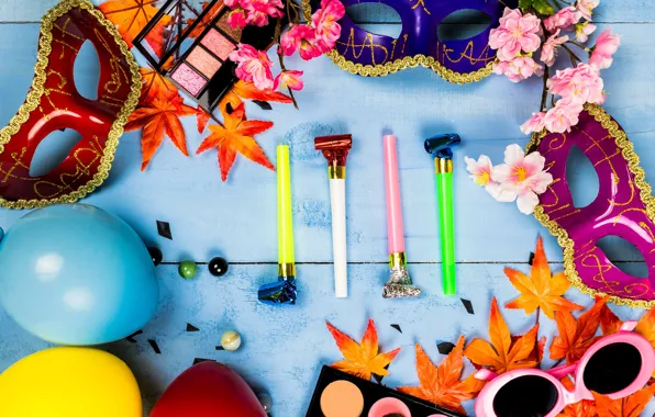 Leaves, flowers, style, makeup, shadows, Mask, carnival