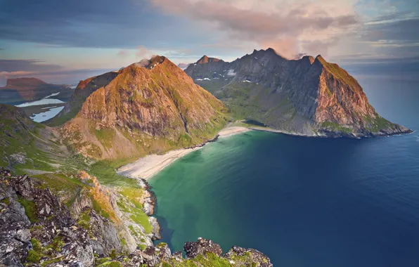 Sea, mountains, the evening, Norway