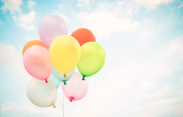 Picture summer, the sun, happiness, balloons, stay, colorful, summer, sunshine