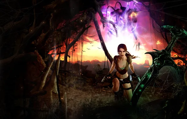 Girl, sword, lara croft, tomb raider, legend, Tomb Raider: Legend, excalibur