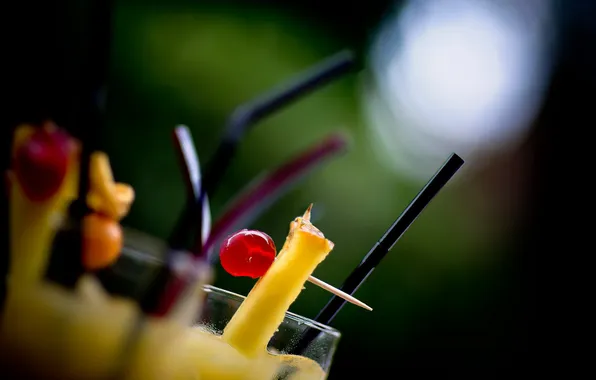 Macro, cocktail, straws