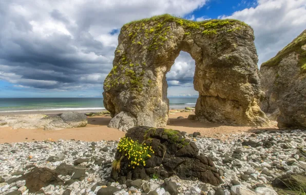Picture sea, clouds, rocks, shore, Ireland, Ireland