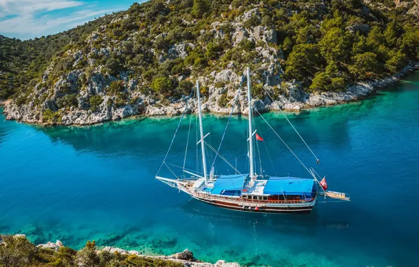 Picture sea, ship, sailboat, Turkey, Fethiye
