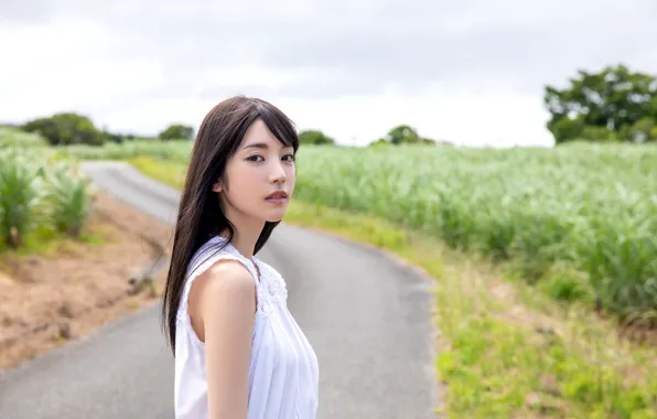 Asian, Model, Woman, Road, Japanese, Rural, Karen Kaede