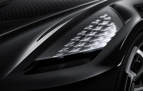 Picture Bugatti, close-up, headlights, The Black Car, Bugatti The Black Car