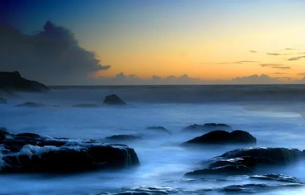 Picture wave, foam, stones