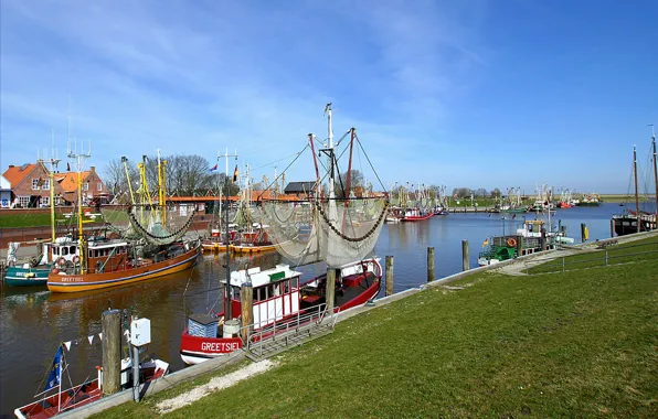 Picture the city, photo, ships, boats, Germany, Krummhörn