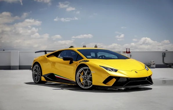 Picture Lamborghini, Yellow, Performante, Huracan, Sight