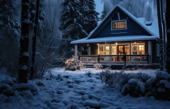 Winter, snow, nature, Christmas, New year, houses, house, hut