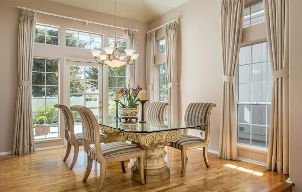 Table, chairs, dining room