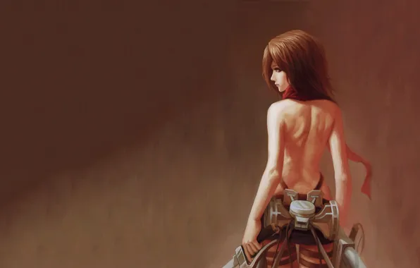 Picture girl, anime, attack on titan, mikasa